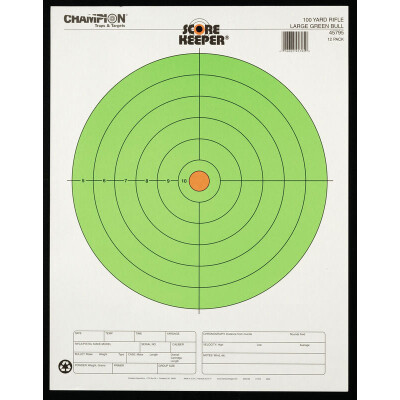 Champion Score Keeper Fluorescent Green Bull Targets, 12 Pack