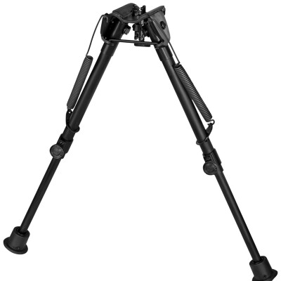 Harris Bipods 1A2-L2 Bipod 9" to 13" Extendable Quick Deploy Spring Loaded Legs Sling Swivel Stud Mountable Fixed Non Swivel Anodized Finish Black