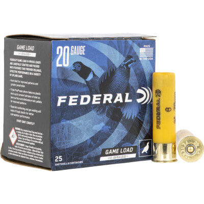 Federal Game Hi-Brass 20 Gauge Ammunition 25 Rounds 3" #6 Lead 1-1/4oz