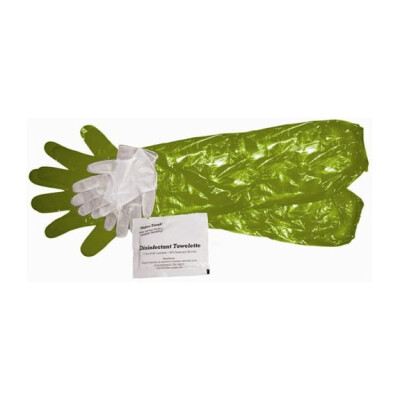 HME Shoulder Length Game Cleaning Gloves with Towelette (4 Pack)