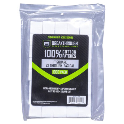 Breakthrough Clean Technologies Cotton Patches .22 - .243 Cal. 1000 Patches