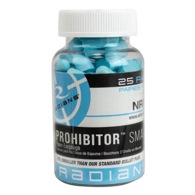 Radians Prohibitor Small Disposable Foam Earplugs (Bottle of 25 Pairs)