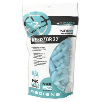 Radians Resistor 32 Disposable Passive Earplugs 50 Pairs Aqua Blue