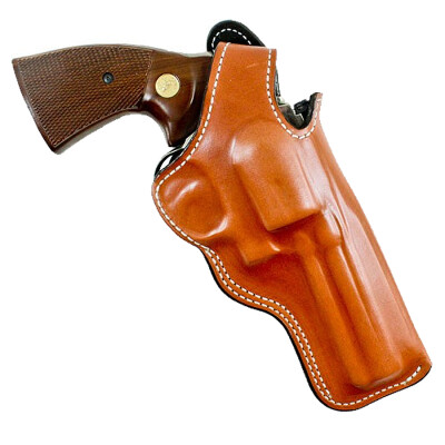 DeSantis Dual Angle Hunter S&W K, L Frame Revolvers with 4" Barrels, Colt Python with 4" Barrels and Similar Belt Holster Right Hand Leather Tan