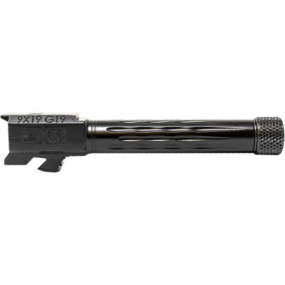 Faxon Drop In Threaded Barrel Fits Glock 19 Models All Generations 9mm Luger 416R Stainless Steel Salt Bath Nitride Black Finish