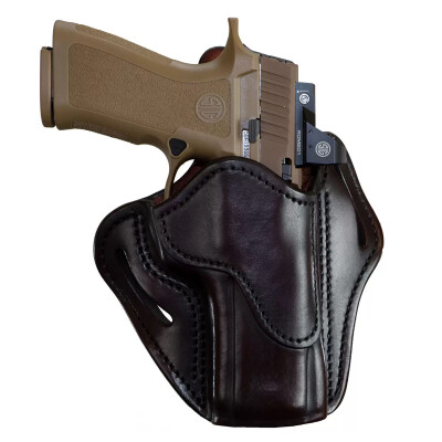 1791 Gunleather Optic Ready Open Top Multi-Fit 2.4 OWB Belt Holster for Full Size Large Frame Semi Auto Models Right Hand Draw Leather Signature Brown