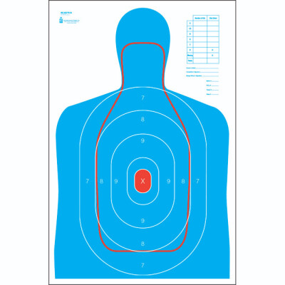 Action Target B-27E and FBI Q Combination Target 23" x 35" Paper Blue with Red 100 Pack