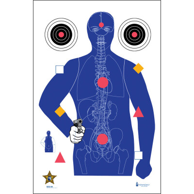 Action Target SSO-99 Sarasota Sheriff's Office Modified B-21E Target with Vital Anatomy 23" x 35" Blue Silhouette/Vitals 100 Count