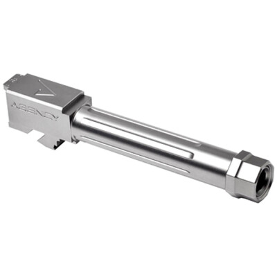 Agency Arms Mid-Line Series Glock 19 Gen 5 Match Grade Drop In Replacement Barrel Fluted/Threaded 1/2x28 416R Stainless Steel Natural Finish