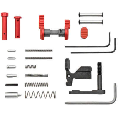 Armaspec Superlight Gun Builders Kit AR-15 Lower Parts Kit Stainless Steel Red