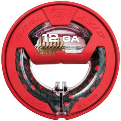 Real Avid Bore Boss 12 Gauge Single Pass Pull Through Bore Cleaner 32" Cable 10" Mop with Storage Handle