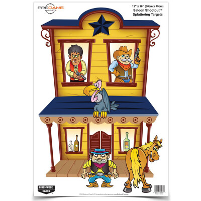 Birchwood Casey Pregame 12"x18" Saloon Shootout Paper Target Reactive Zones Indoor/Outdoor 8 Pack 35564