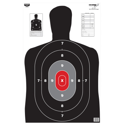 Birchwood Casey Eze-Scorer Red Core BC-27 Silhouette Paper Target 23"x35" Black and Grey 100 Pack