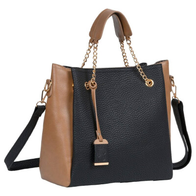 Bulldog Tote Style Purse with Concealed Holster, Black/Tan