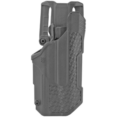 BLACKHAWK! T-Series LVL 2 Duty Belt Holster for Glock 17/22/31 With TLR 1 And 2 Right Hand Polymer Basket Weave Finish Black