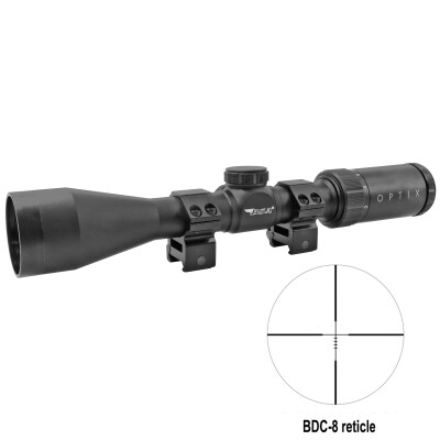 BSA Optics OPTIX 3-9x40 Riflescope BDC-8 Reticle 1" Tube .25 MOA Adjustments Fixed Parallax Second Focal Plane Matte Black
