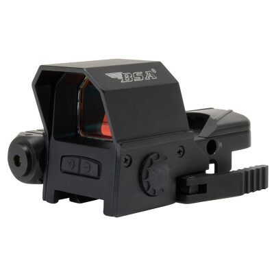 BSA Optics RS-3324RL Reflex Sight with Laser Weaver Mount 1x Magnification 4 Reticles CR2 Battery Matte Black