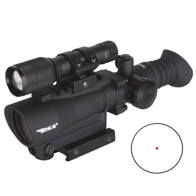 BSA Tactical Weapon Red Dot Sight 30mm 4 MOA Dot Black Finish with Red Laser and 140 Lumen Flashlight TW30RDLL