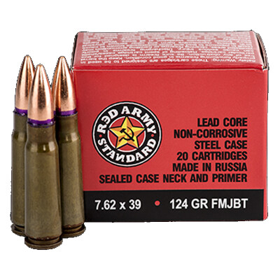 Red Army Standard 7.62x39 Ammunition 1000 Rounds FMJ 124 Grain Steel Cased