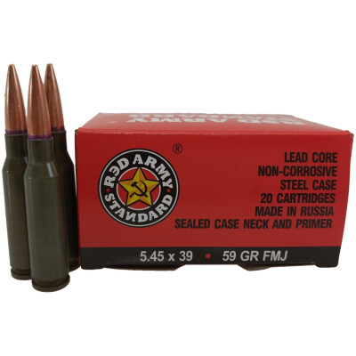 Century Arms Red Army Standard 5.45x39mm Ammunition 20 Rounds 59 Grain FMJ Steel Cased Bi-Metal Jacket
