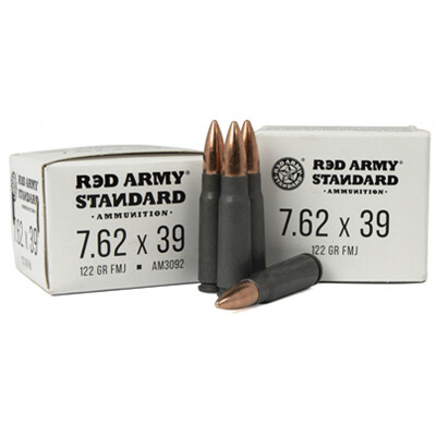 Red Army Standard 7.62x39 Ammunition 20 Rounds FMJ 122 Grain Steel Cased