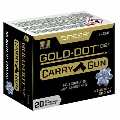 Speer Gold Dot Carry Gun .45 ACP +P Ammunition 20 Rounds GD2HP 200 Grain