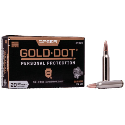 Speer Gold Dot Personal Protection .223 Remington Ammunition 20 Rounds GDSP 75 Grain