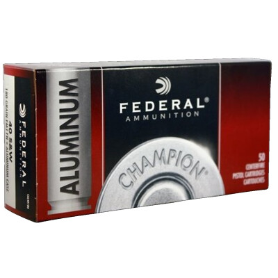 Federal Champion Aluminum .40 S&W Ammunition 50 Rounds 180 Grain Full Metal Jacket 985fps