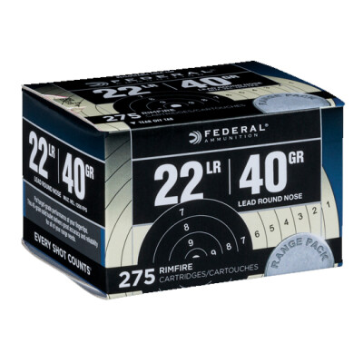 Federal Range & Field .22 Long Rifle Ammunition 275 Rounds 40 Grain Lead Round Nose 1200fps