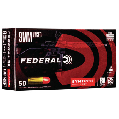 Federal Syntech PCC 9mm Luger Ammunition 50 Rounds Syntech JFN 130 Grain