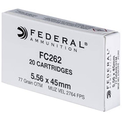 Federal Lake City 5.56 NATO Ammunition 20 Rounds, OTM, 77 Grain