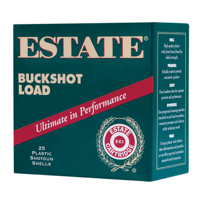 Estate Cartridge 12 Gauge Ammunition 25 Rounds 2-3/4" 00 Buckshot