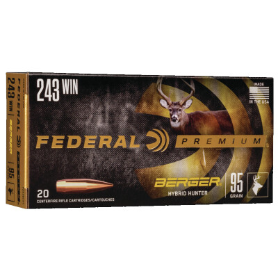 Federal Premium .243 Winchester Ammunition 20 Rounds Hybrid Hunter 95 Grain