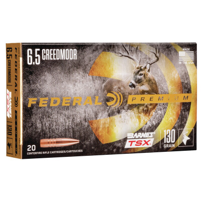 Federal Premium Barnes TSX 6.5 Creedmoor Ammunition 20 Rounds 130 Grain Barnes Triple-Shock X Projectile 2825fps