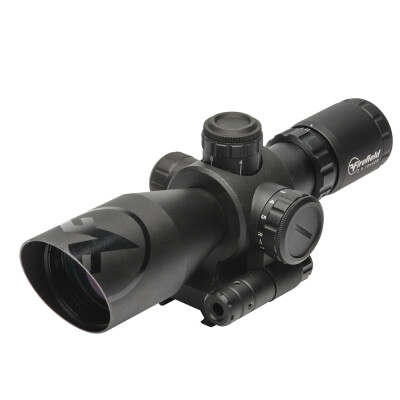 Firefield Barrage 2.5-10x40 Rifle Scope Illuminated Mil-Dot Reticle 1/2 MOA Second Focal Plane CR2032 Battery With Red Laser Integral Weaver-Style Mount Matte Black Finish