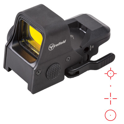 Firefield Impact XLT Red Dot Reflex Sight Multi-Reticle 1 MOA Adjustment CR2032 Battery QR Mount Unlimited Eye Relief Aluminum/Polymer Body Matte Black Finish