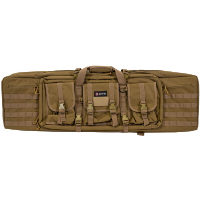 G Outdoors G.P.S. Tactical 42" Double Rifle Case Backpack Straps MOLLE Compatible 600D Polyester FDE
