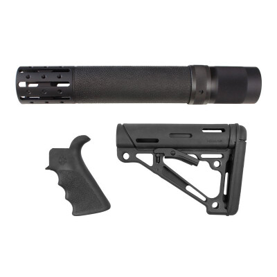 Hogue AR-15 Kit Rifle Length Forend Pistol Grip OverMolded Collapsible Stock Black 15078