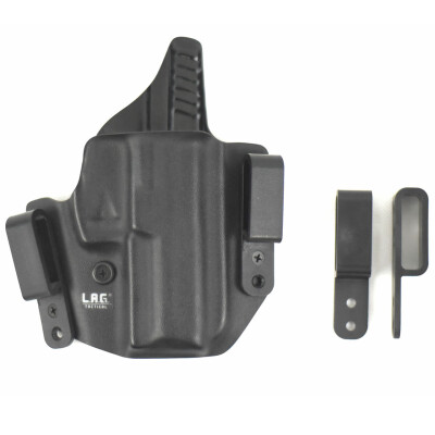 L.A.G. Tactical Defender Series OWB/IWB Holster for Glock 43 Right Hand Kydex Black
