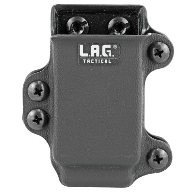L.A.G Tactical Inc Single Pistol Magazine Carrier Single Stacked 45 ACP Magazines Belt Clip Attachment System Kydex Construction Matte Black