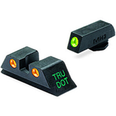 Meprolight Tru-Dot Fixed Night Sights for Glock 19/23/32/38 Green/Orange Steel 10224O