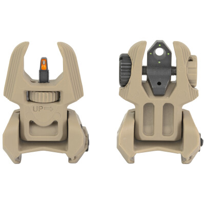 Meprolight FRBS Self Illuminated Flip Backup Sights 4 Dot Rear / Orange Hyper Bright Front Desert Tan