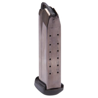 FNH FNX-45 Magazine 15 Rounds .45 ACP Black Polymer Large Base Plate Polished Stainless Steel 66322-5