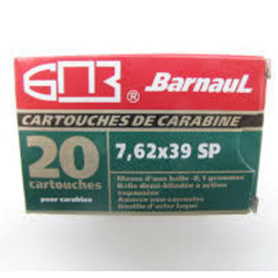 Barnaul Rifle Cartridges 7.62x39 Soviet Ammunition 20 Rounds 125 Grain Soft Point Lacquered Steel Cased Cartridges