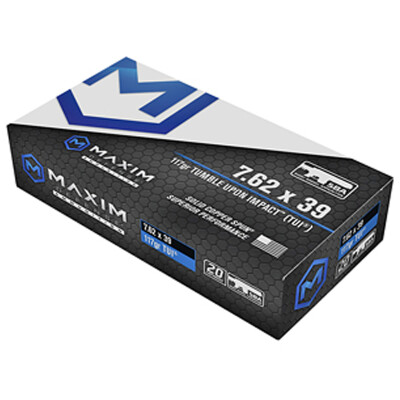 Maxim Defense SBA 7.62x39mm Ammunition 20 Round Box 117 Grain TUI Projectile 