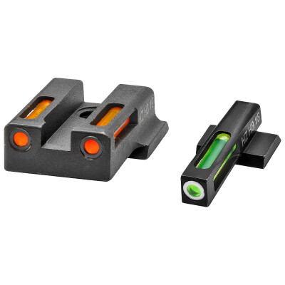 Hi-Viz LiteWave H3 S&W M&P Shield 9 EZ Green Fiber Optic Tritium Front And Orange Rear Sight Set Steel Black