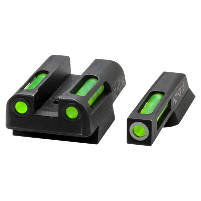 Hi-Viz LiteWave H3 CZ 75/85/P-01 Green Fiber Optic Tritium Front And Green Rear Sight Set Steel Black