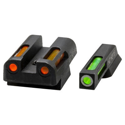 Hi-Viz LiteWave H3 CZ 75/85/P-01 Green Fiber Optic Tritium Front And Orange Rear Sight Set Steel Black