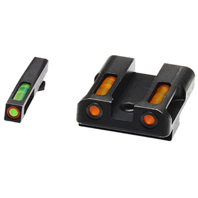 HIVIZ Litewave H3 Tritium/Litepipe fits Glock 9mm/.40S&W/.357SIG Models Green Front Sight with Orange Front Ring/Orange Rear Sight Steel Housing Matte Black