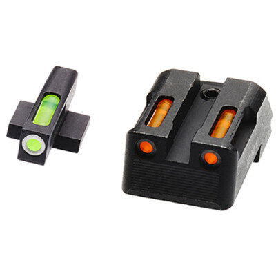 HiViz Litewave H3 Tritium/Litepipe fits Kimber 1911 Models Green Front Sight with White Front Ring/Orange Rear Sight Steel Housing Matte Black
